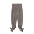 Women's bow decoration linen blended lantern pants