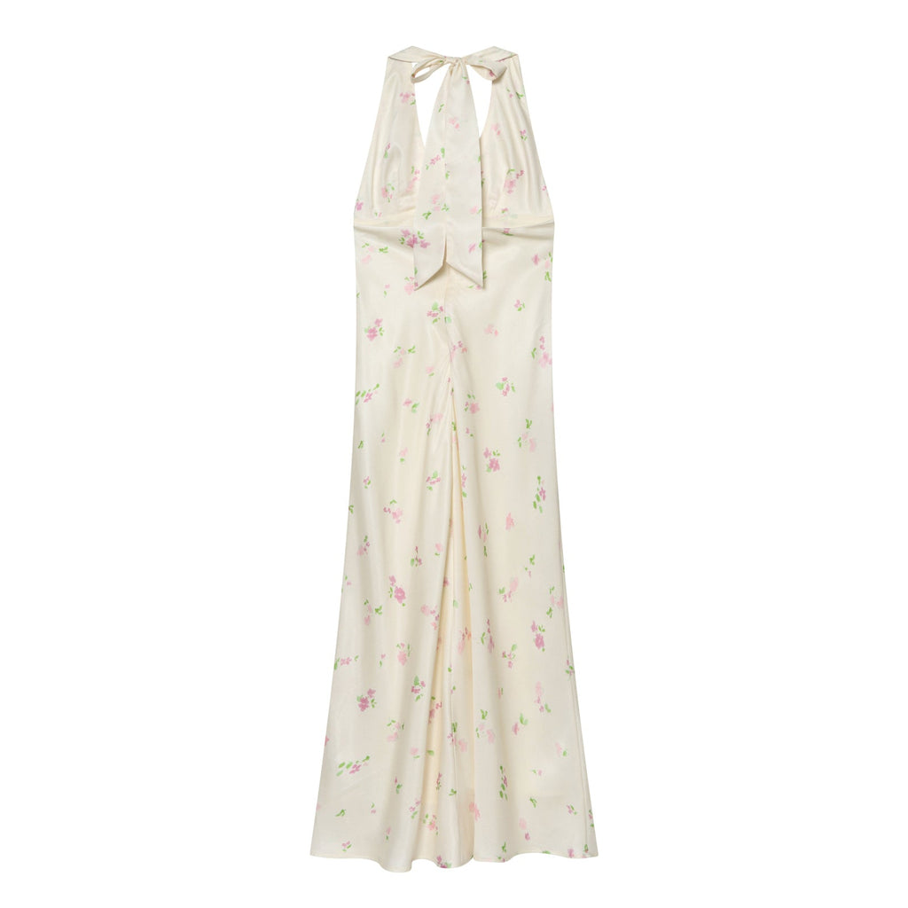 Women's satin textured printed MIDI dress