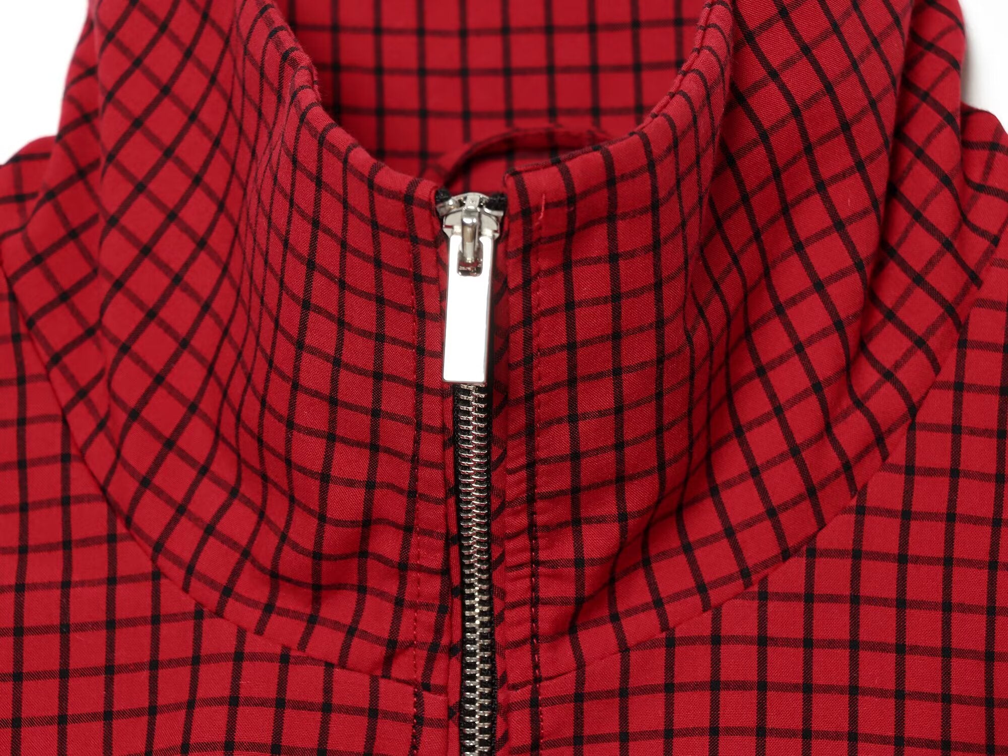 Women's standing collar plaid pilot jacket Coat