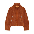 Women's faux leather stand collar jacket Coat