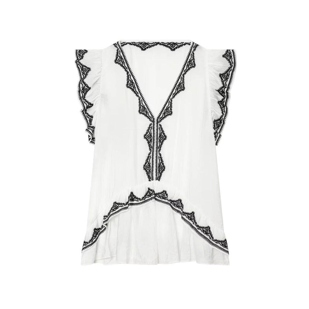 Women's contrasting embroidered top