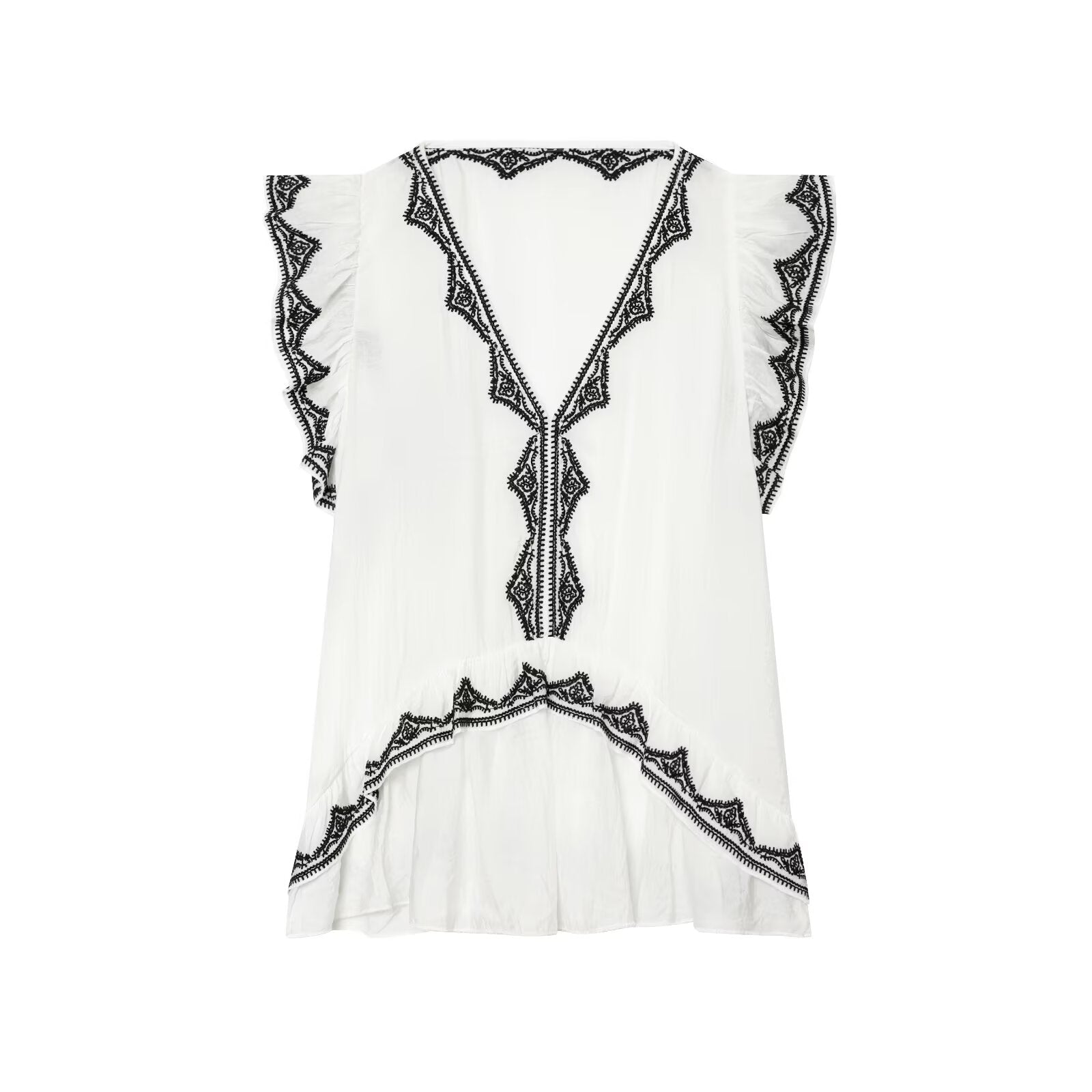 Women's contrasting embroidered top