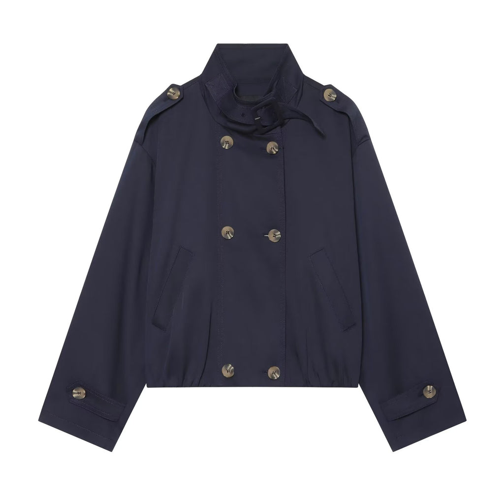 Women's short double breasted windbreaker Coat