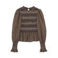 Women's short pleated embroidered shirt