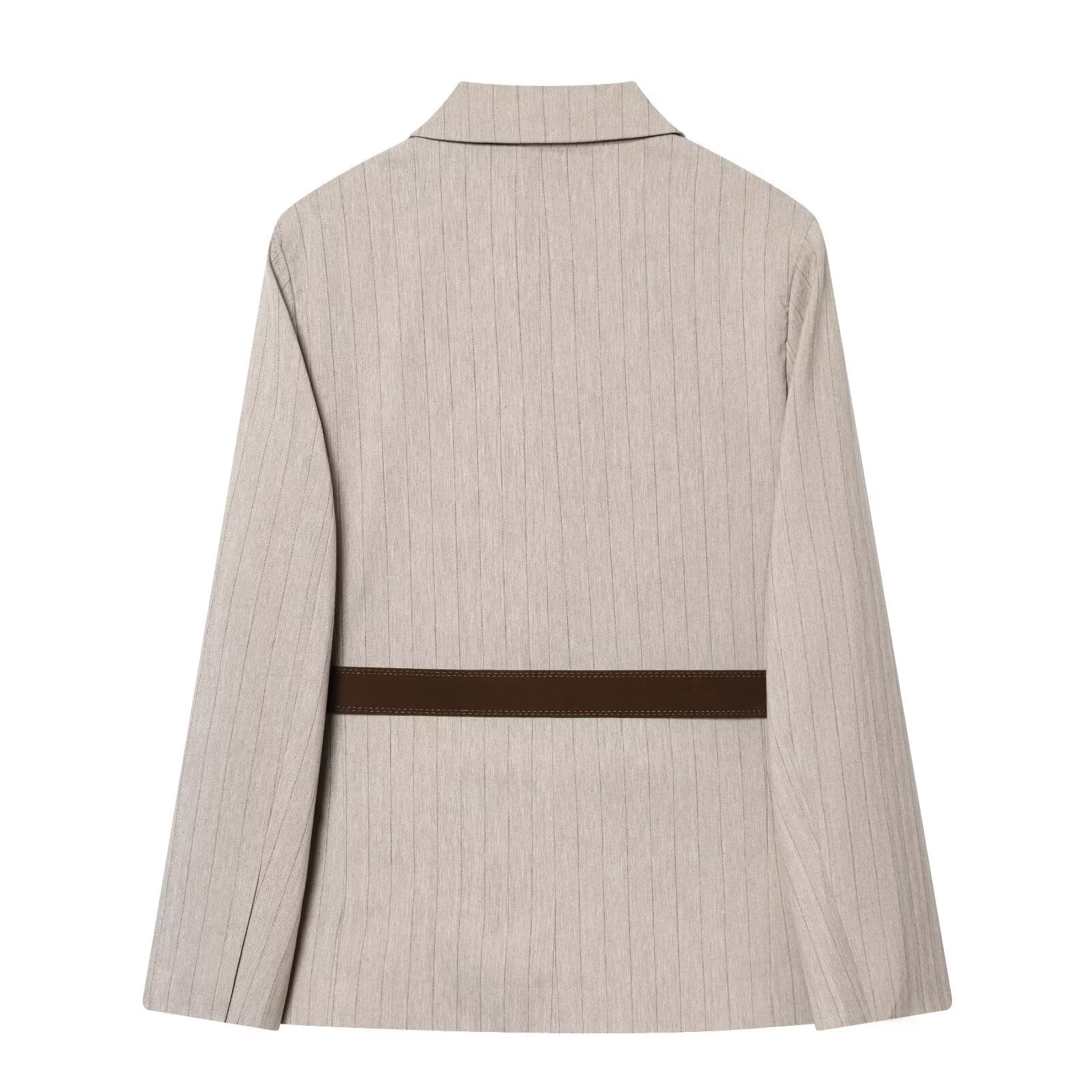 Women's long sleeved herringbone diagonal Blazer Coat