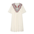 Women's embroidered decorative short sleeved dress