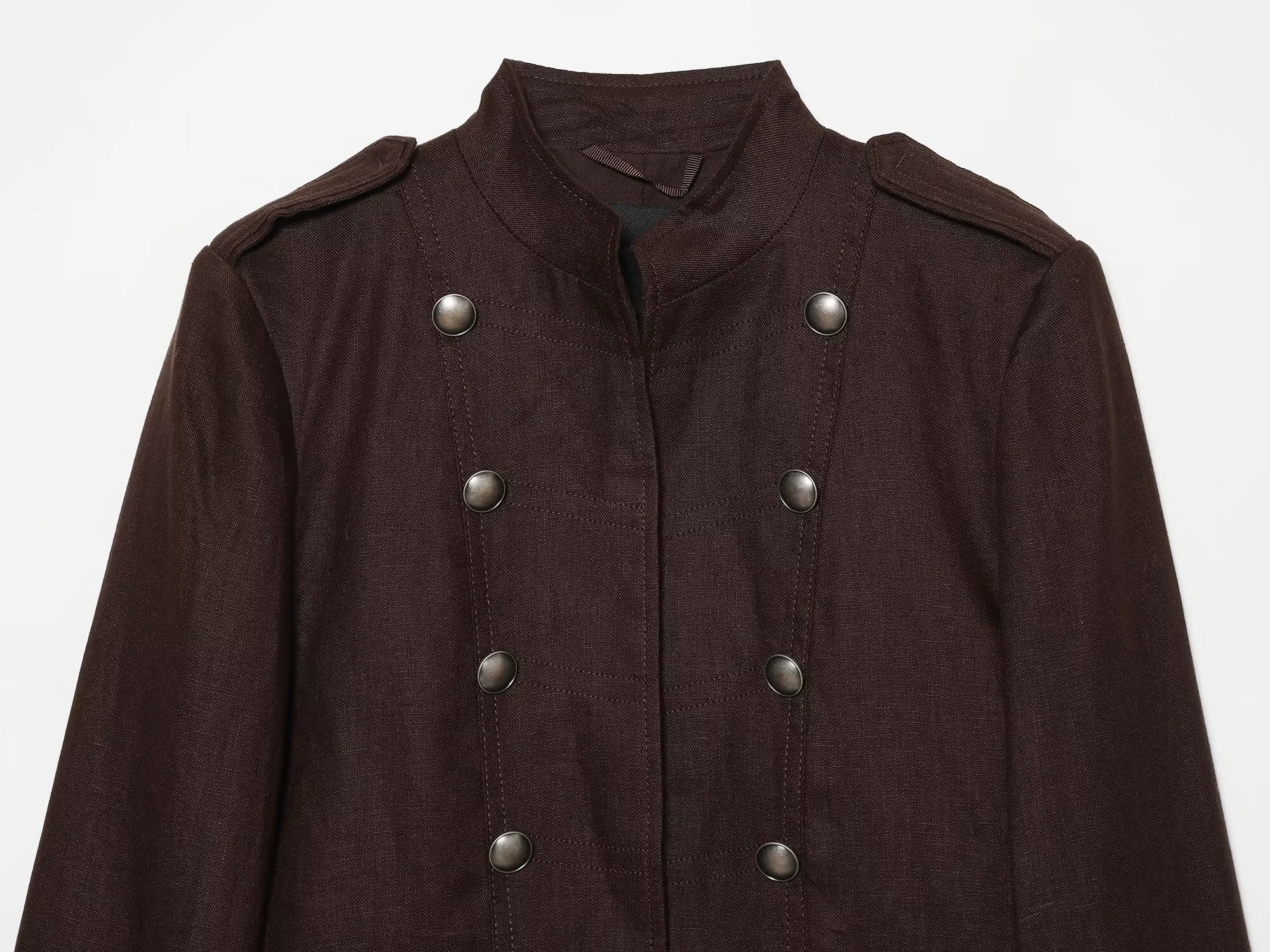 Women's short standing collar double breasted jacket