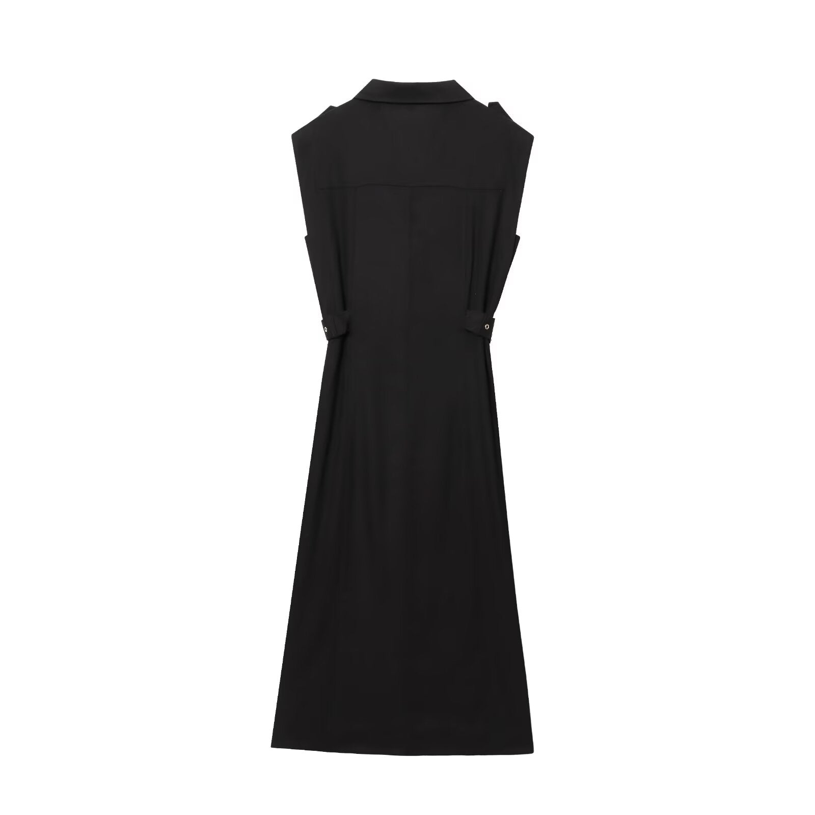 Women's shirt style linen blended MIDI dress