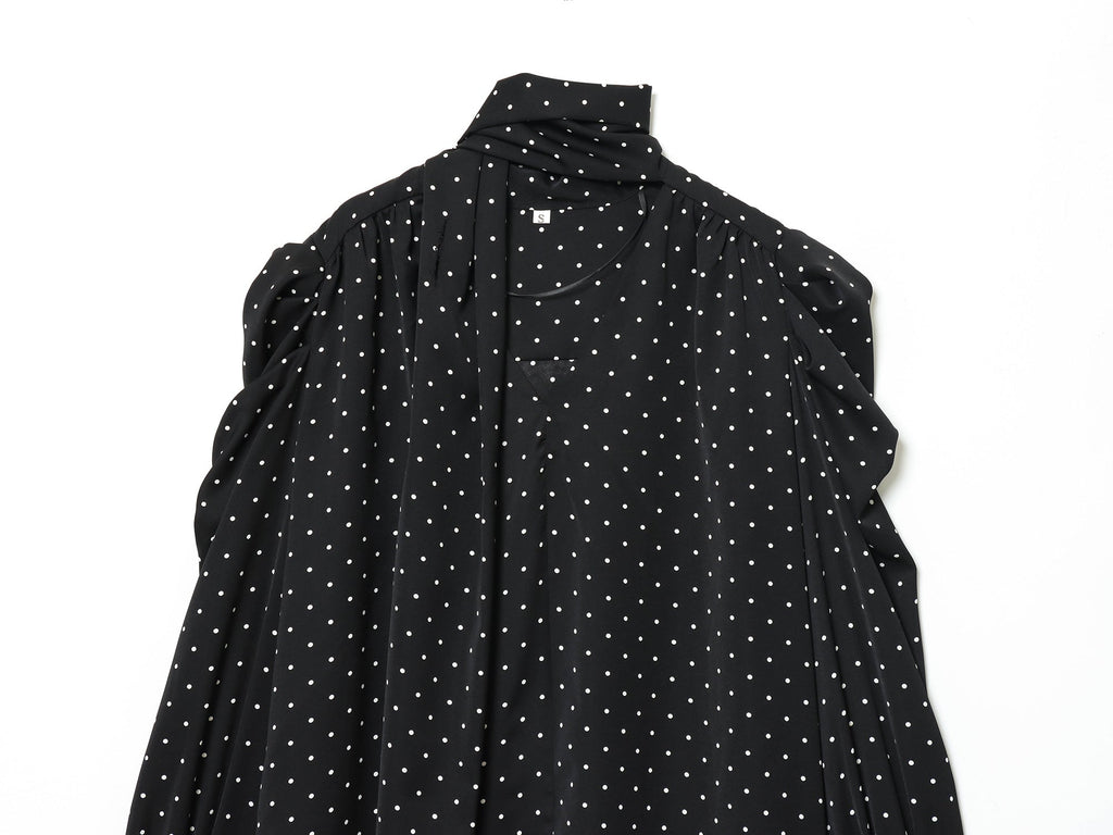Women's new scarf decoration dot print mini dress