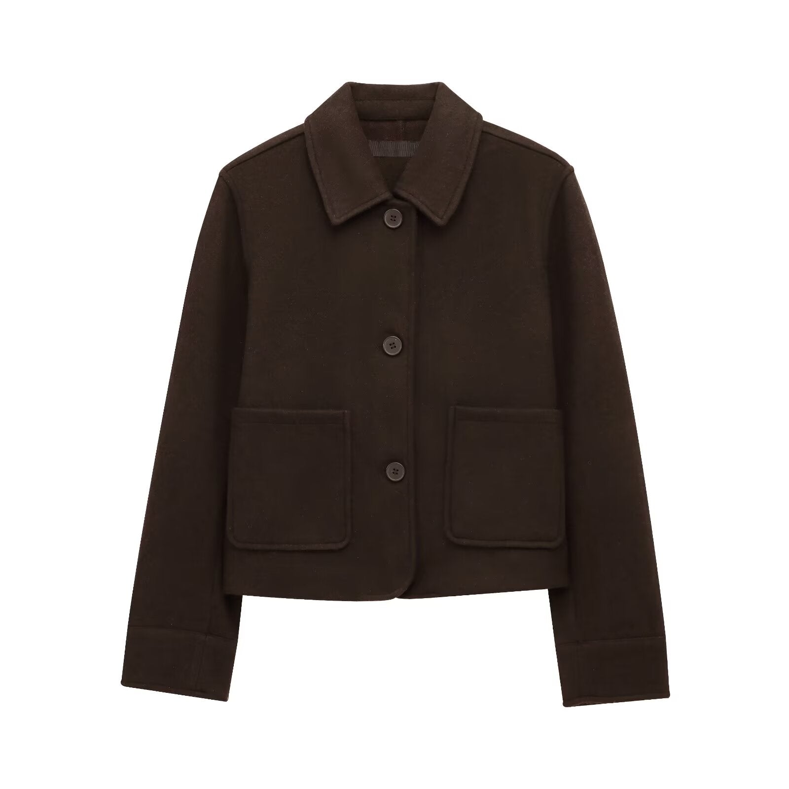Women's new fashion pocket decoration long sleeved soft texture jacket