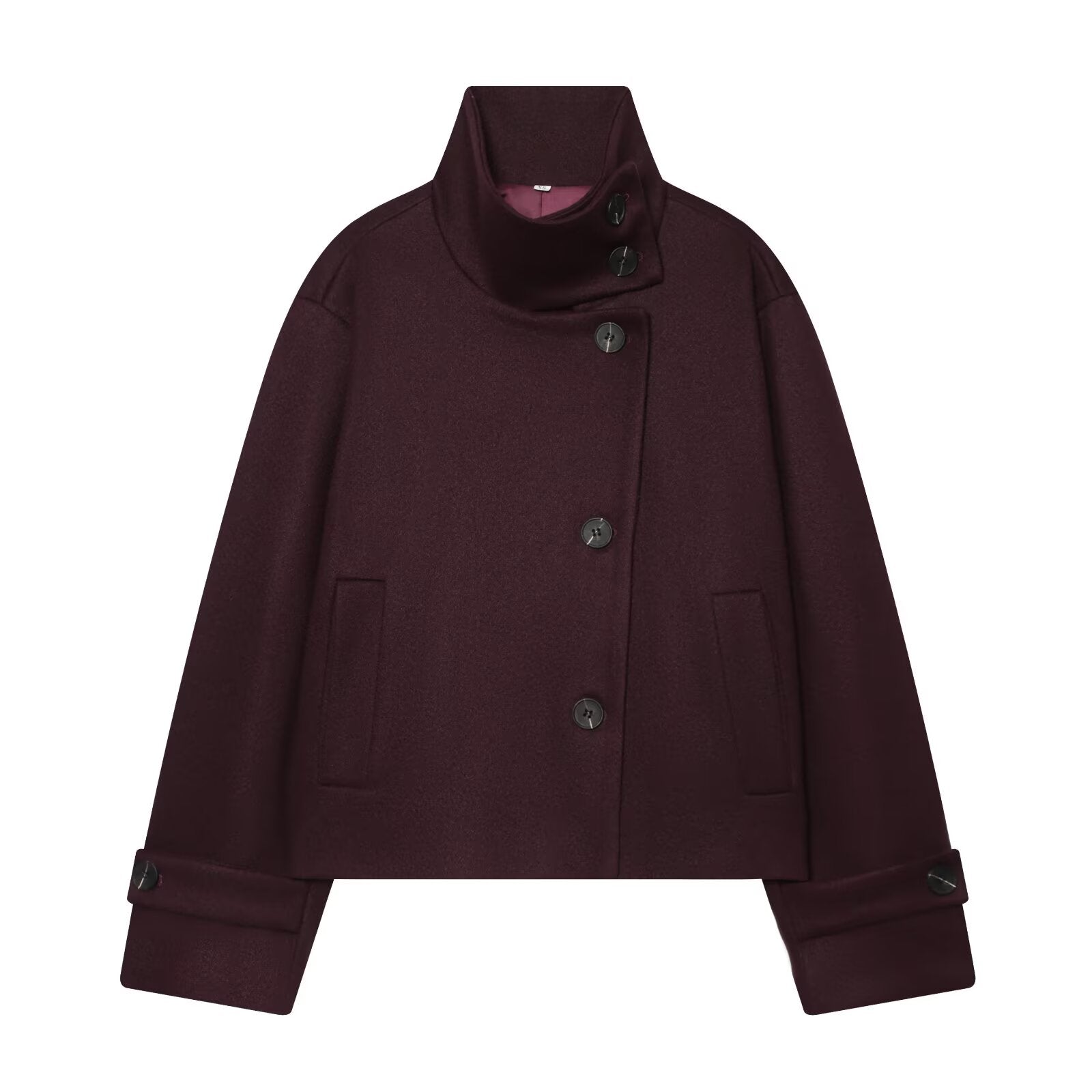 Women's standing collar short single breasted coat