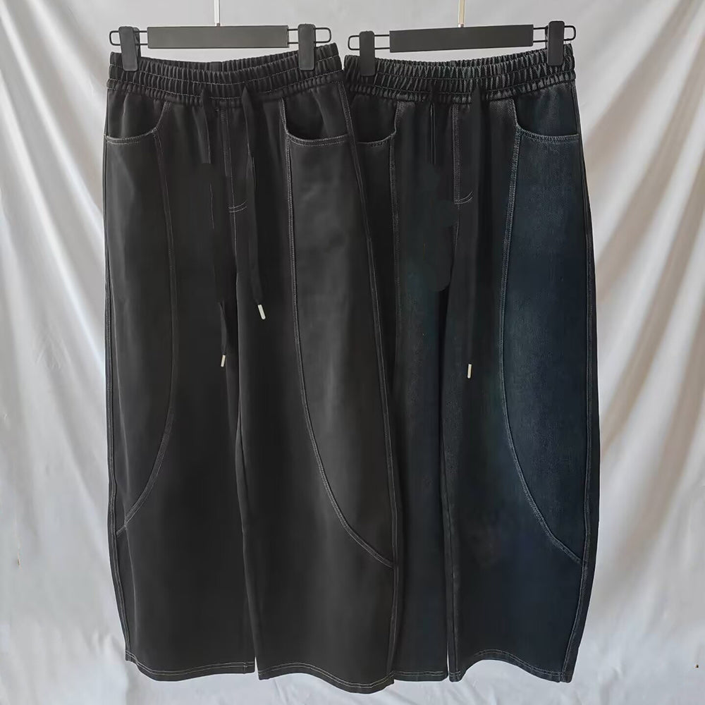 Women's new washed retro jeans loose wide-leg pants
