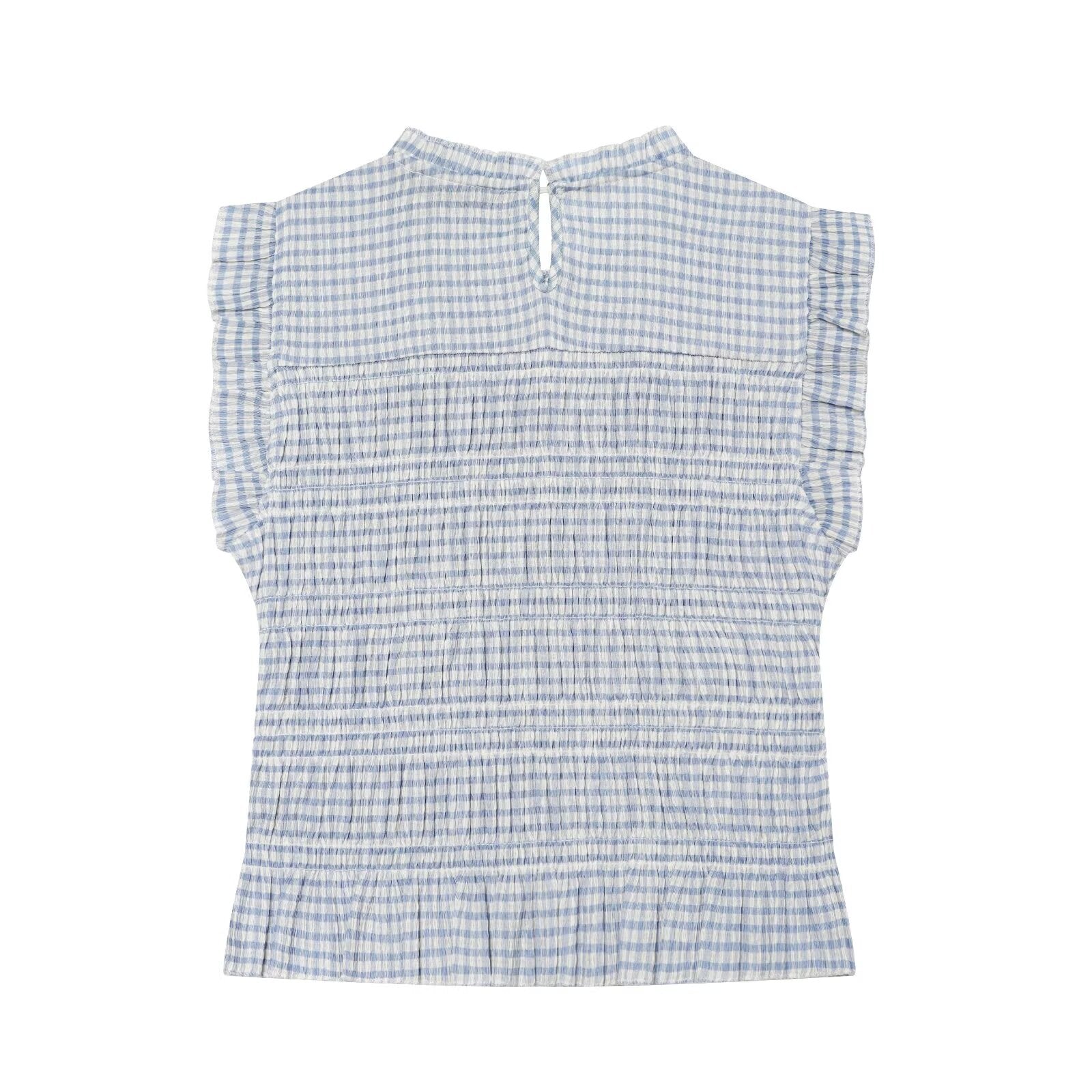 Women's short honeycomb plaid top