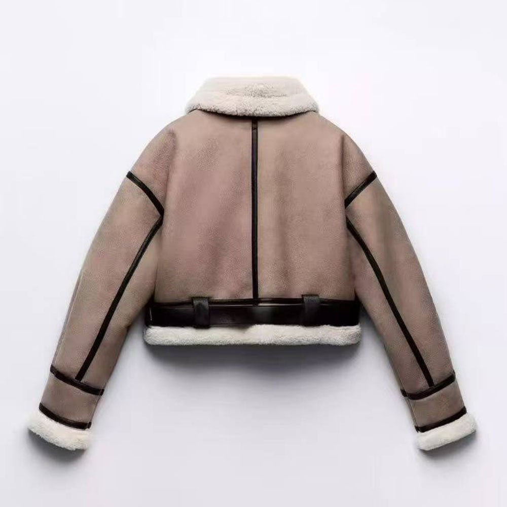 Women's new autumn and winter fur zipper short coat