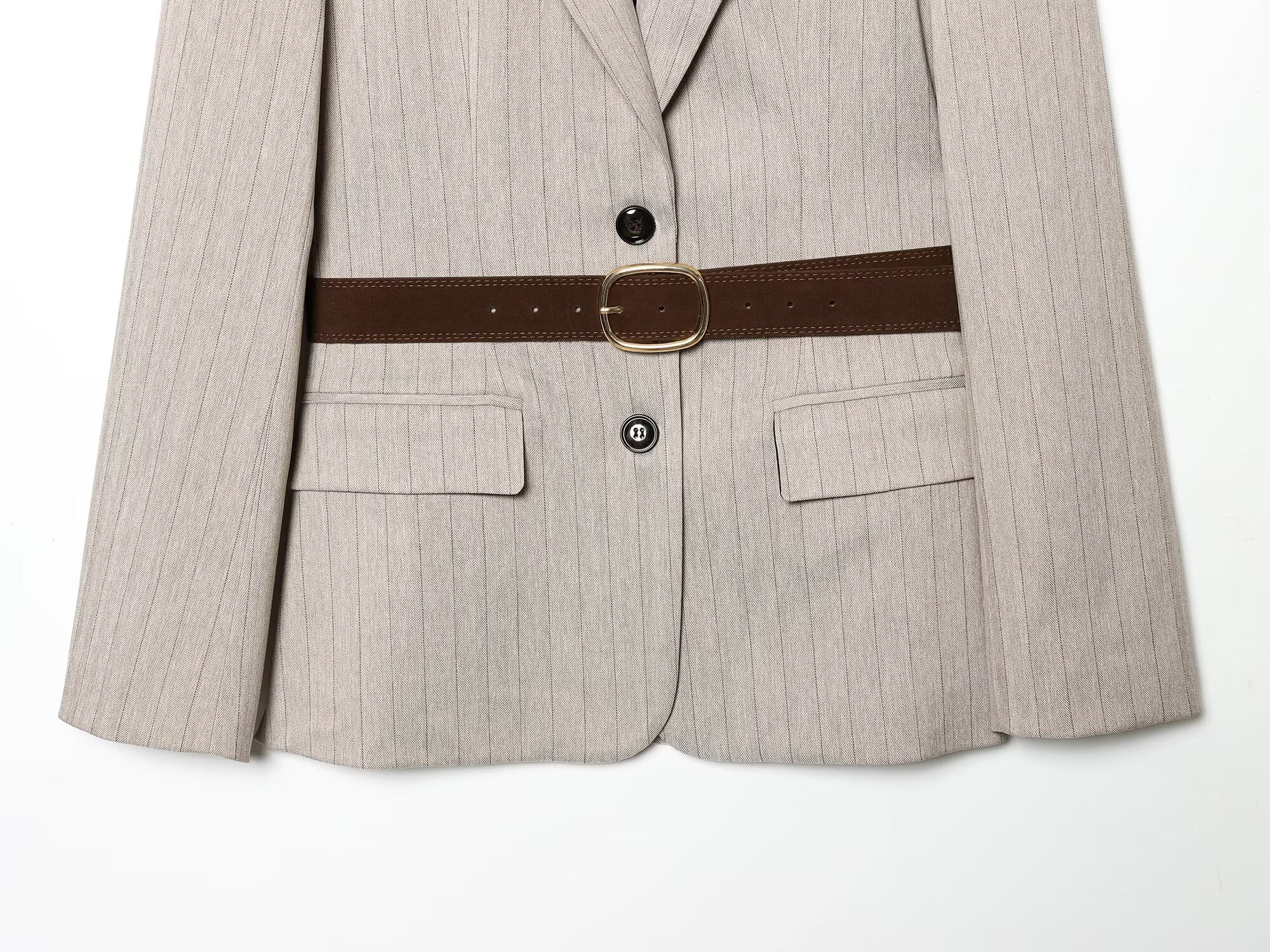 Women's long sleeved herringbone diagonal Blazer Coat