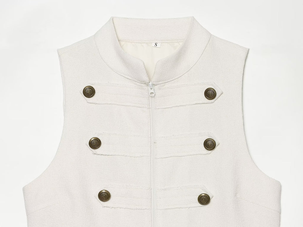 Women's buckle decoration hanging neck vest