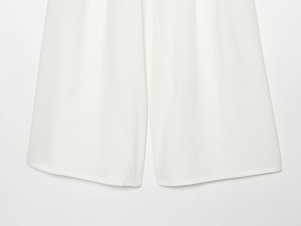 Women's with Belt casual pleated wide leg pants