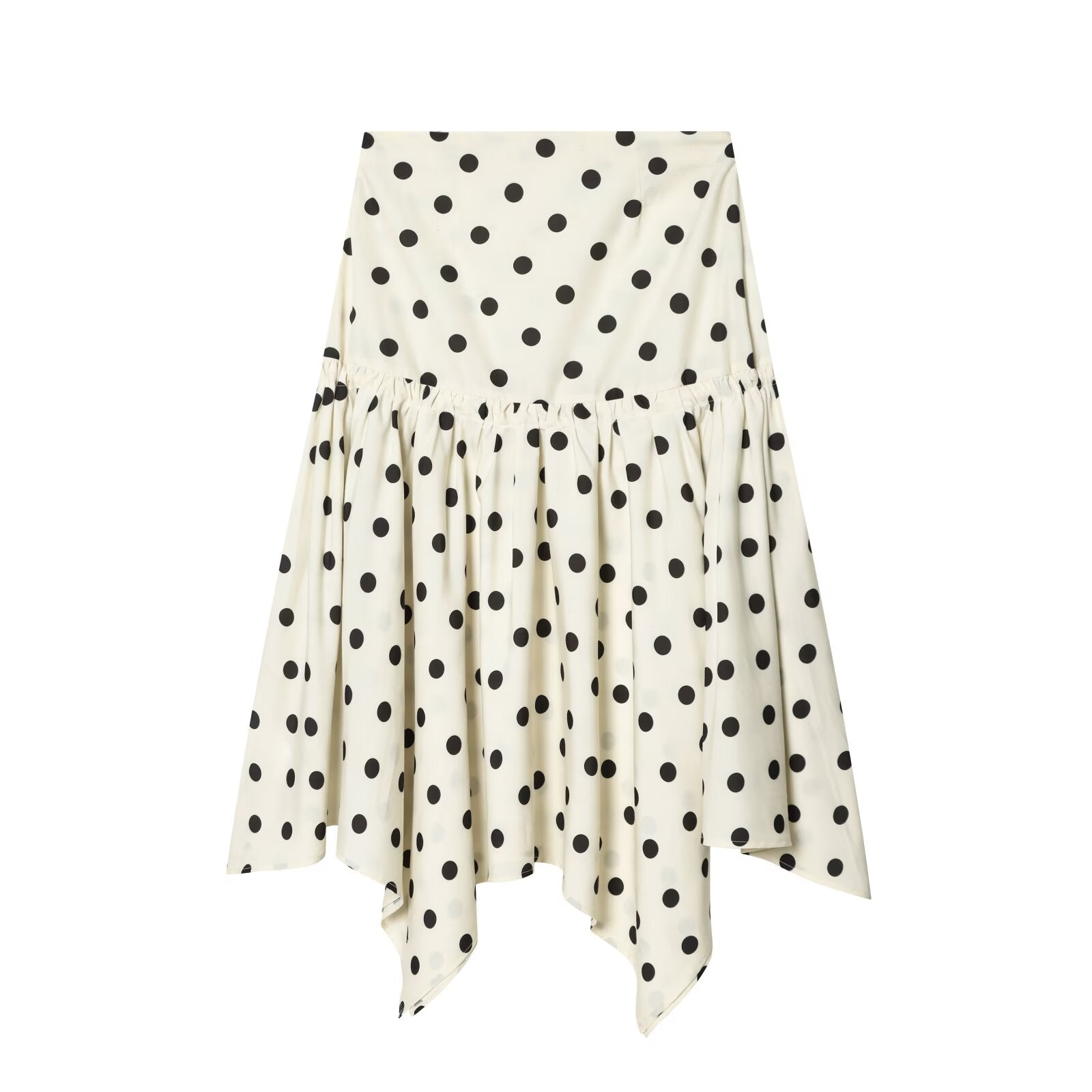 Women's asymmetrical polka dot MIDI skirt