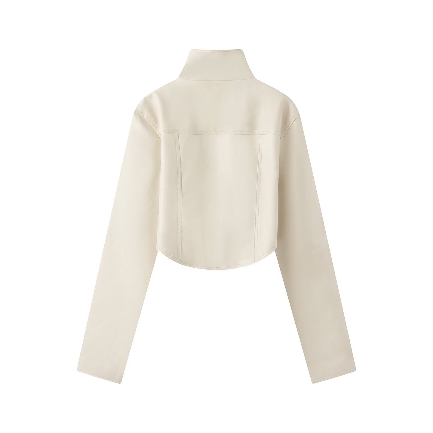 2026 Women's slim stand collar PU leather jacket