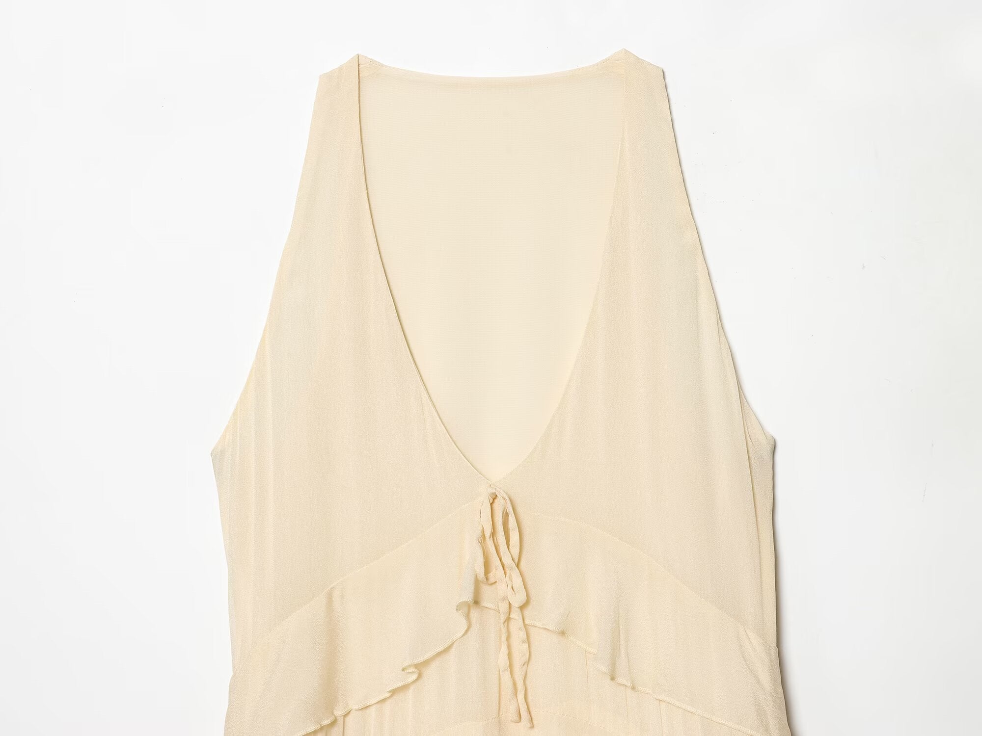 Women's layered decorative V-neck MIDI dress