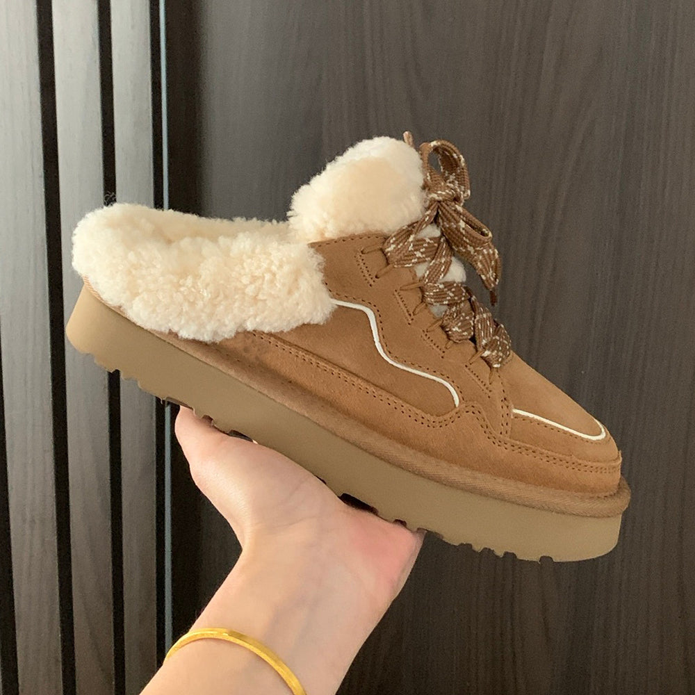 Women's new Joker plus velvet to keep warm and increase outer slippers.