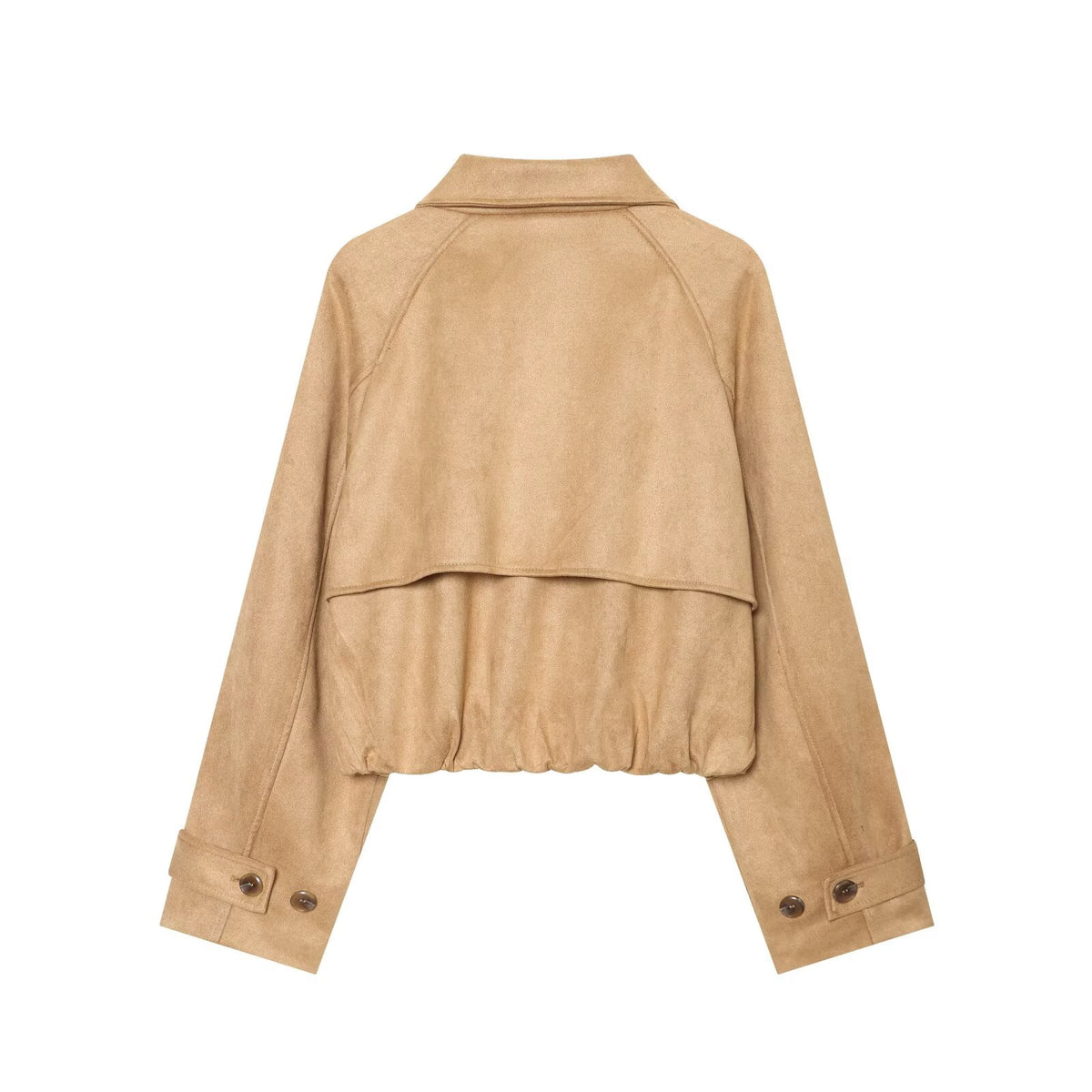 Women's suede texture short pleated Coat