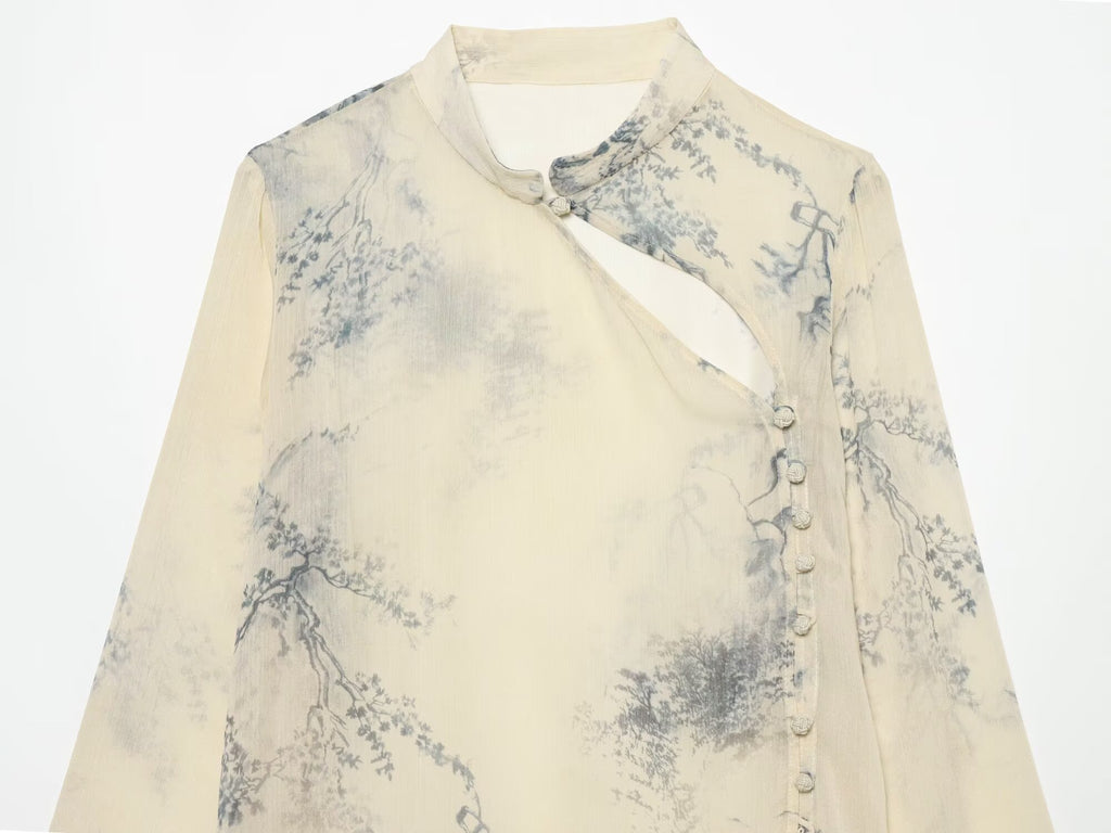 Women's comfortable printed button up shirt