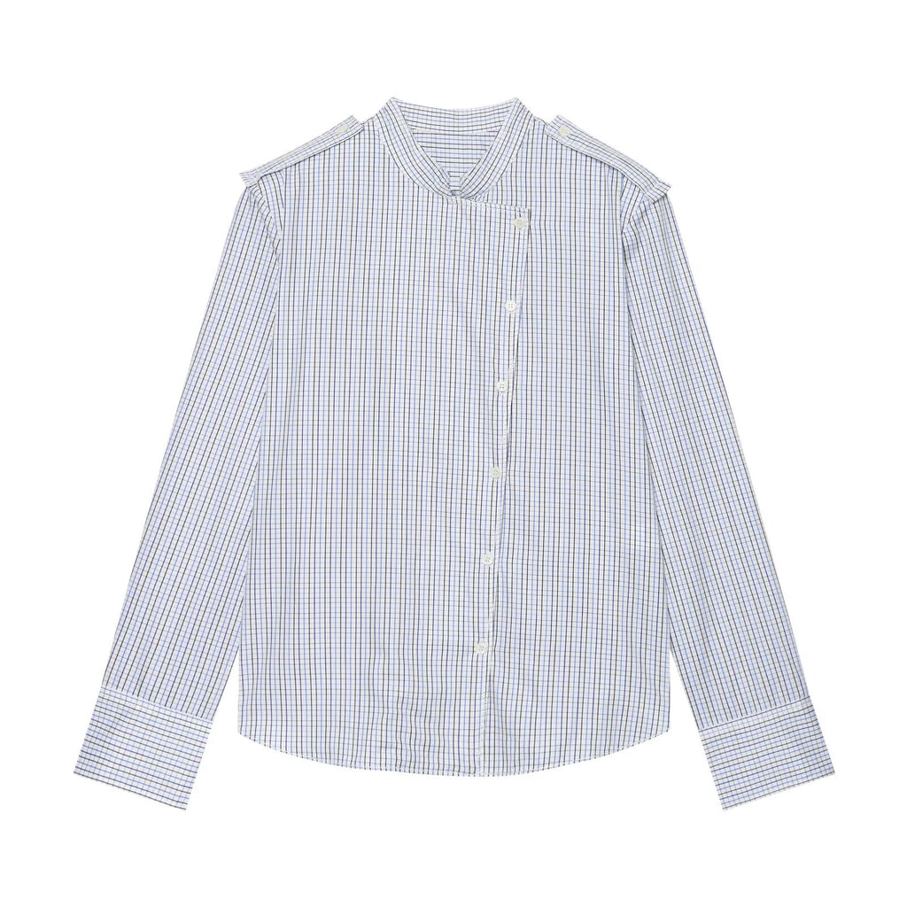 Women's with shoulder pads casual plaid shirt