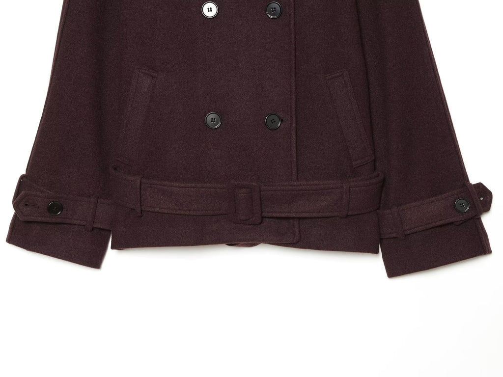 Women's with Belt casual oversized felt Coat