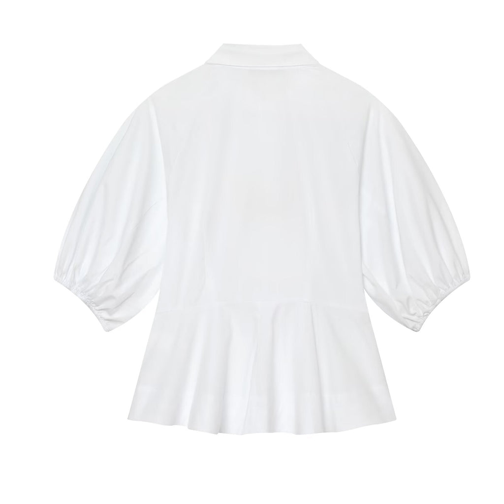 Women's skirt style hem bubble sleeve shirt