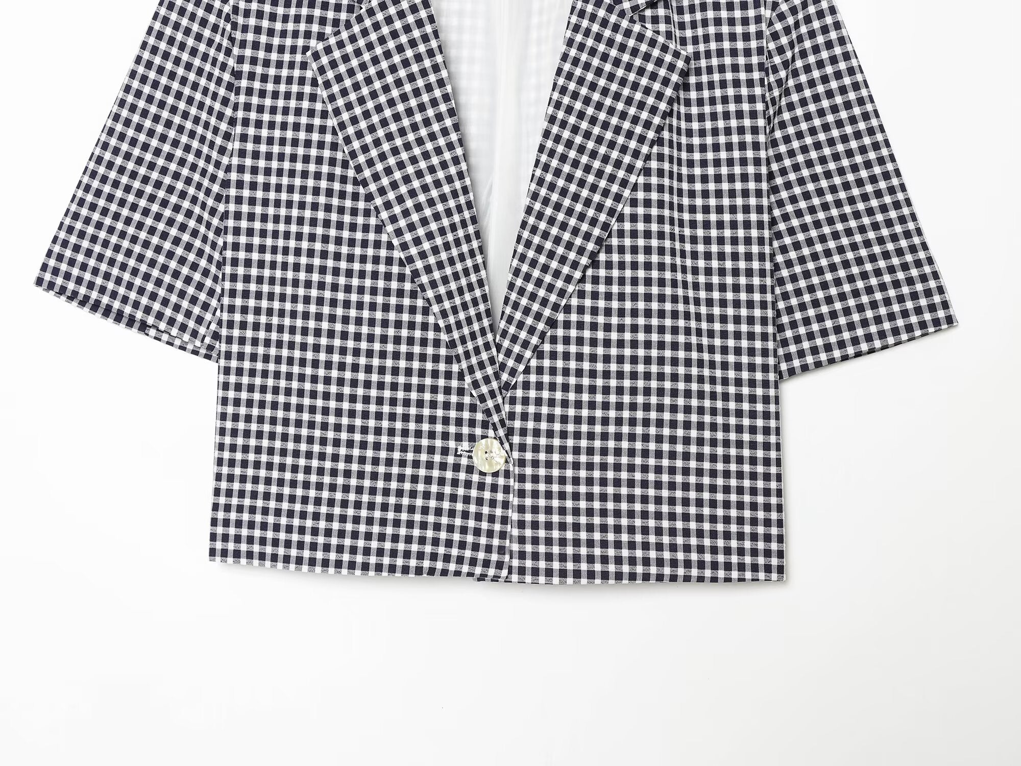 suit Women's 2 pieces short V-neck plaid Blazer Coat +Pants