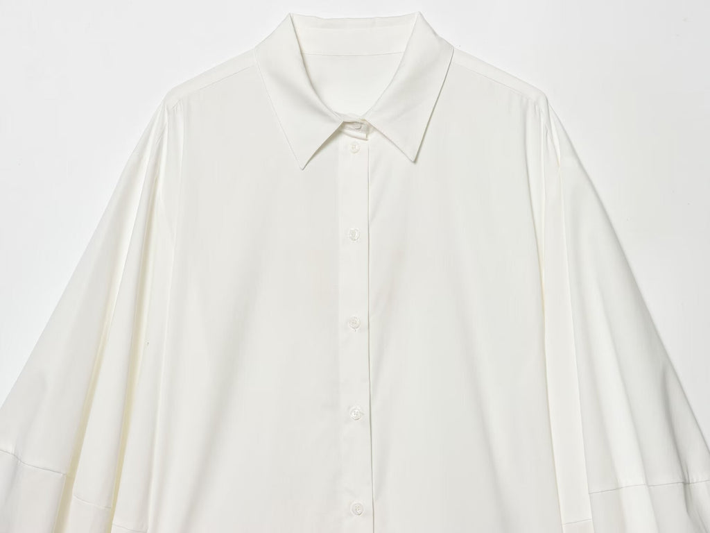 Women's loose puff sleeve poplin shirt