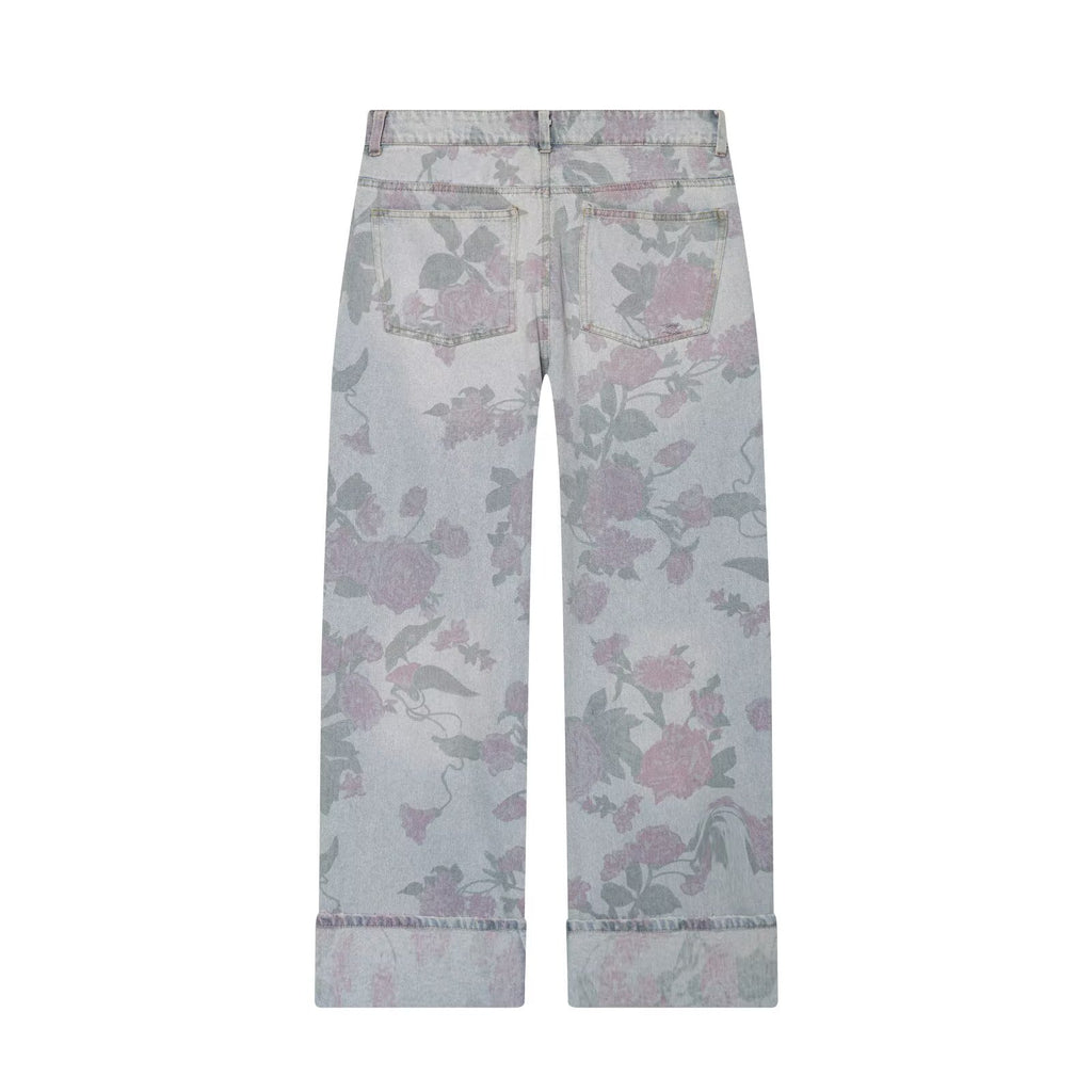 Women's printed low waisted loose jeans