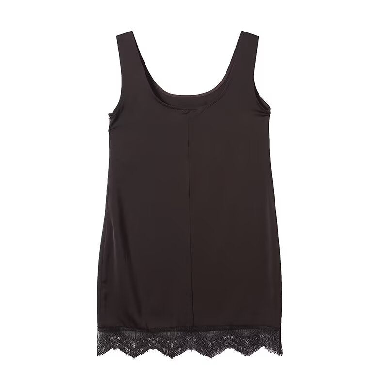 Women's lace hem sleeveless backless dress