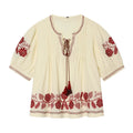 2026 Women's tassel decorated embroidered shirt