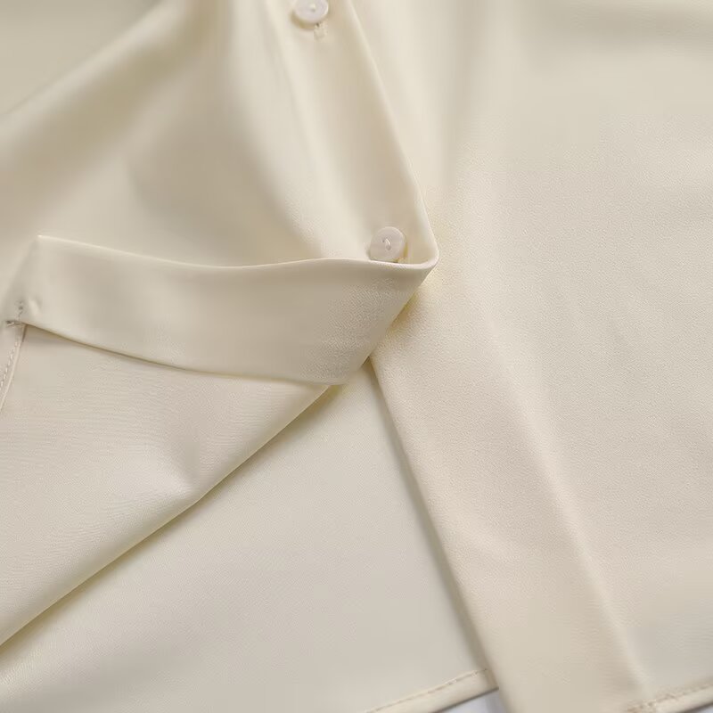 Women's comfortable casual drape satin shirt