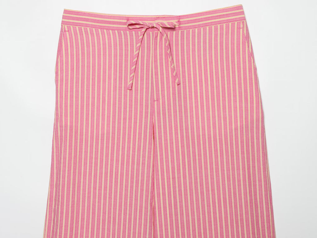 suit Women's 2 pieces striped halter neck top+wide leg pants