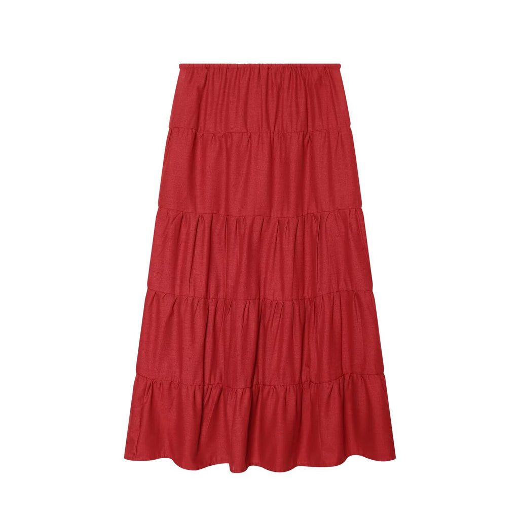 suit Women's 2 pieces linen blend halter neck top+Skirts