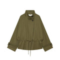 Women's lace up design loose parka Coat