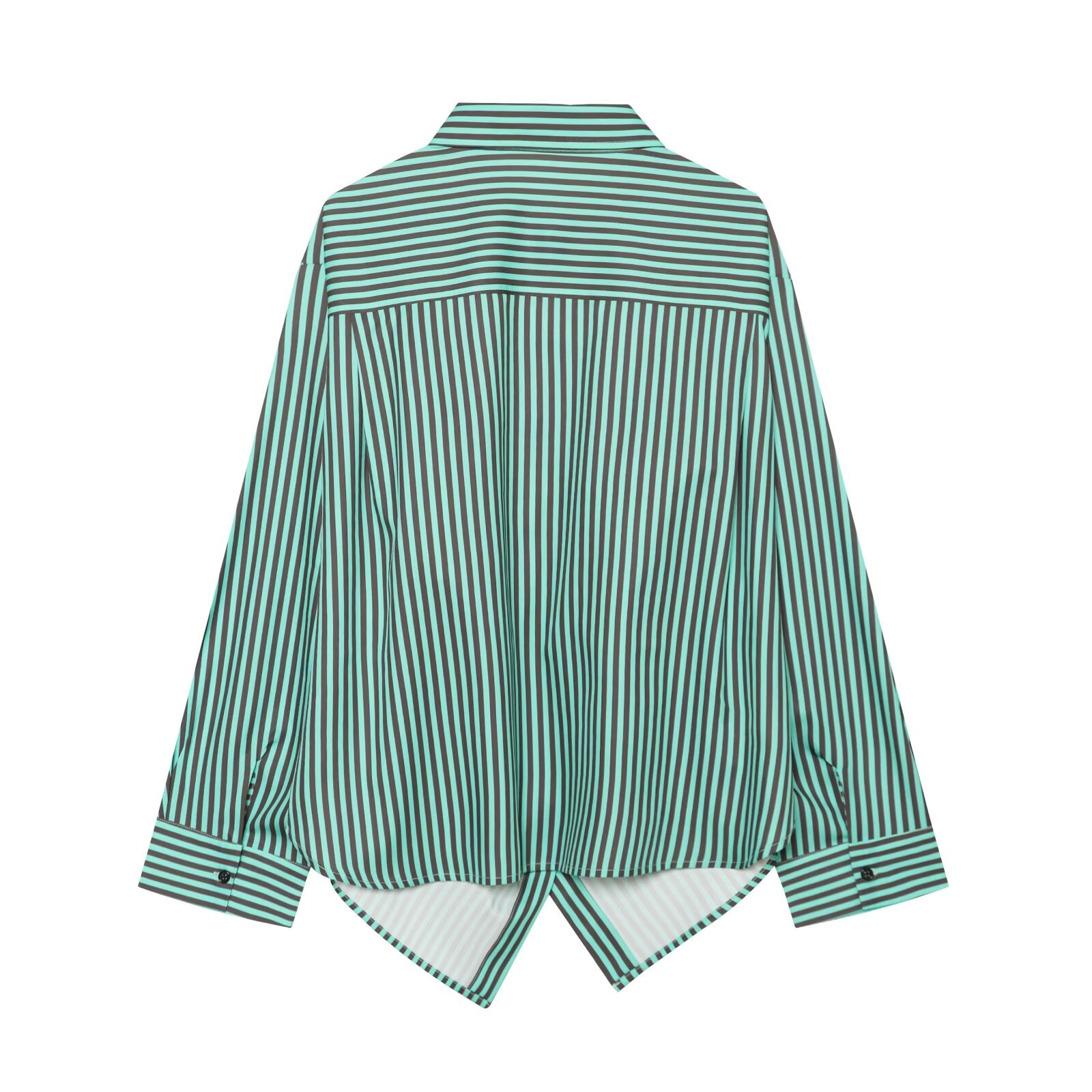 Women's pleated decorative loose striped shirt