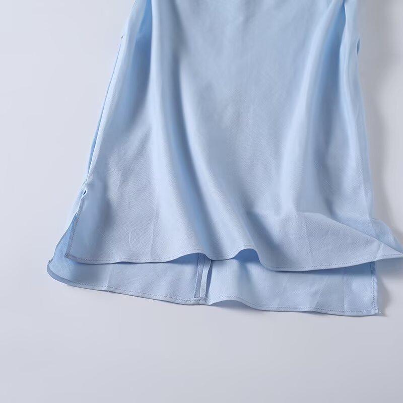 Women's pleated decorative linen blend top