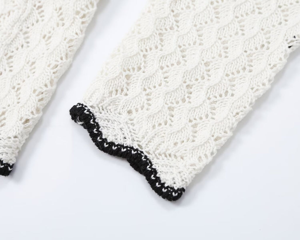 Women's hollowed out jacquard knitted cardigan