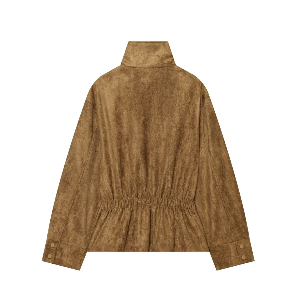 Women's with belt suede texture effect Coat