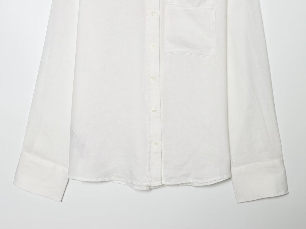 Women's linen blended linen long sleeved shirt