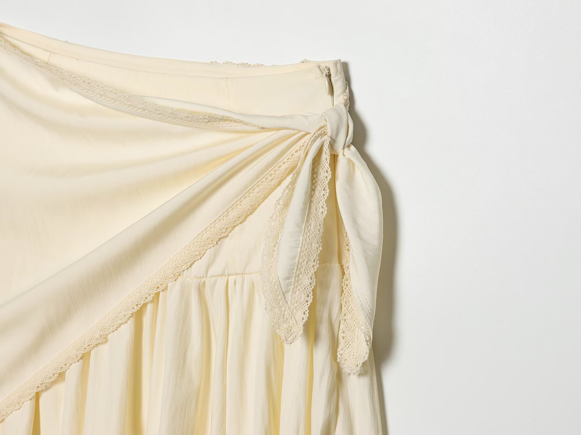Women's scarf knot decoration pleated Midi skirt