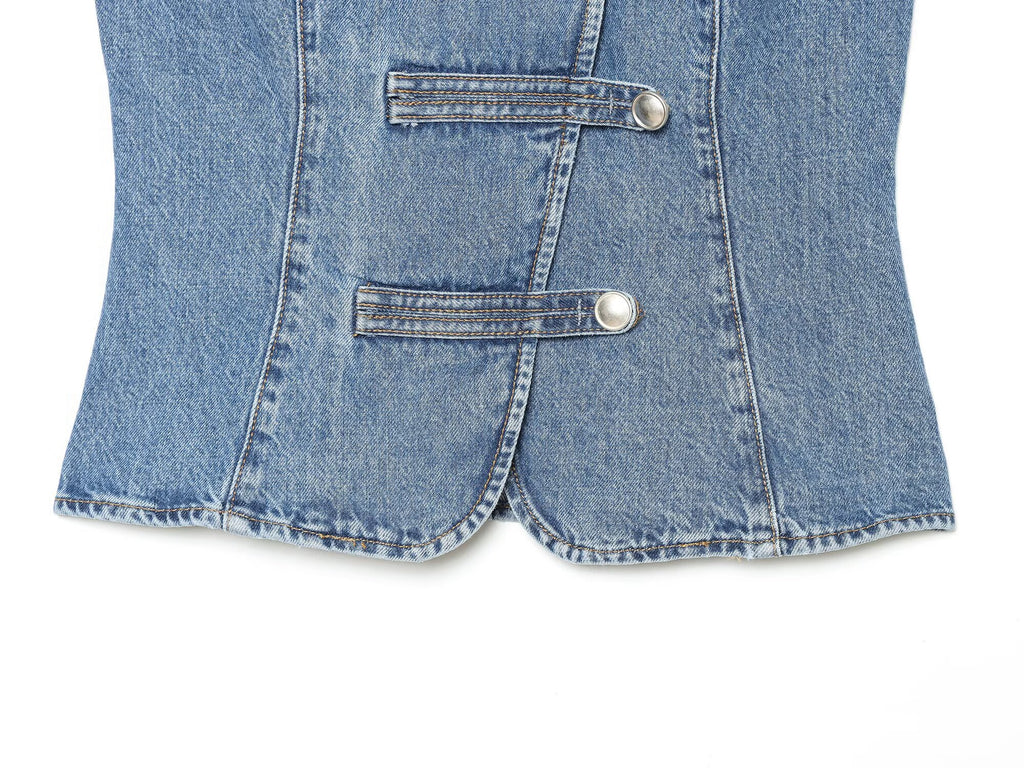 Women's Breasted decorative denim top
