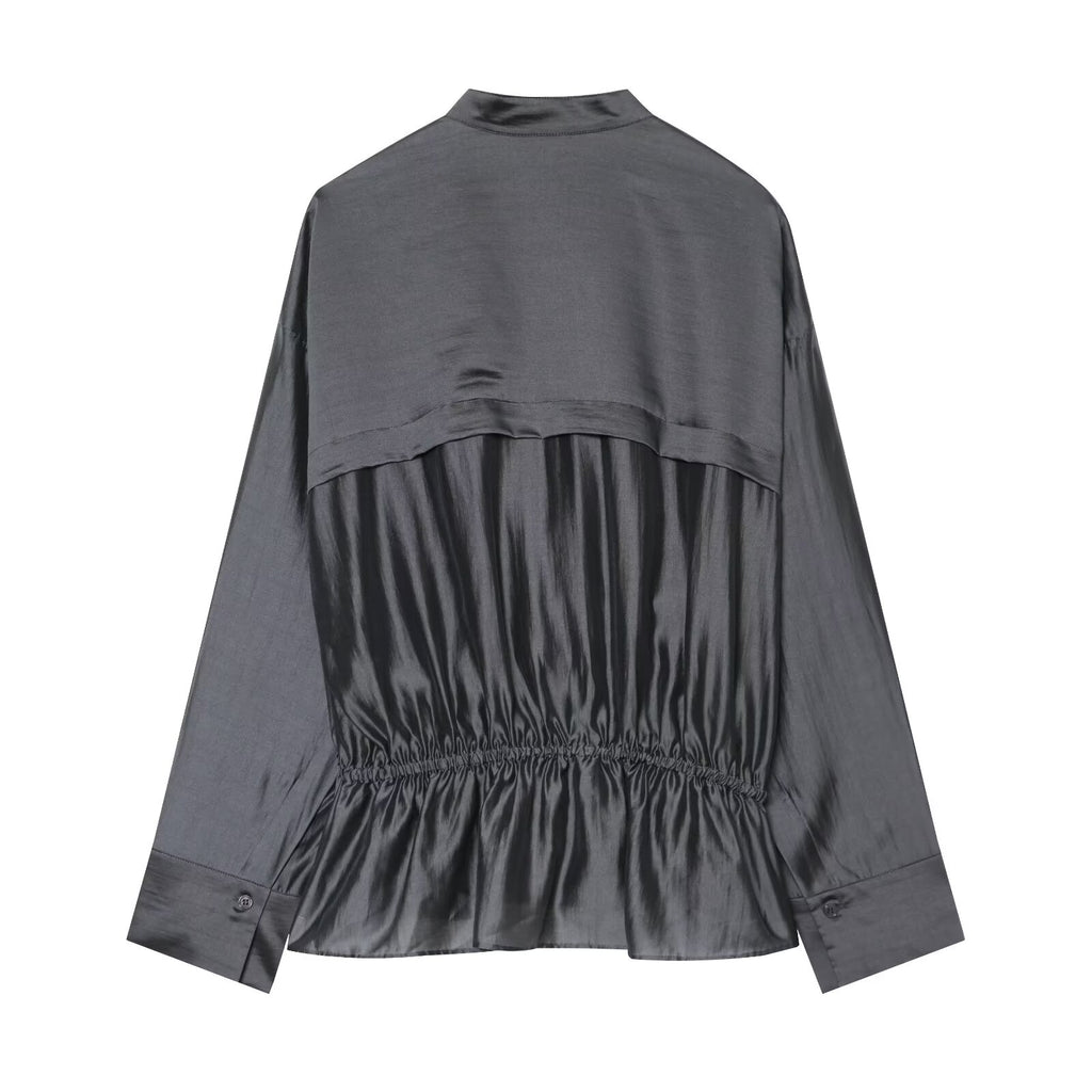 Women's lace up decorative casual draped shirt