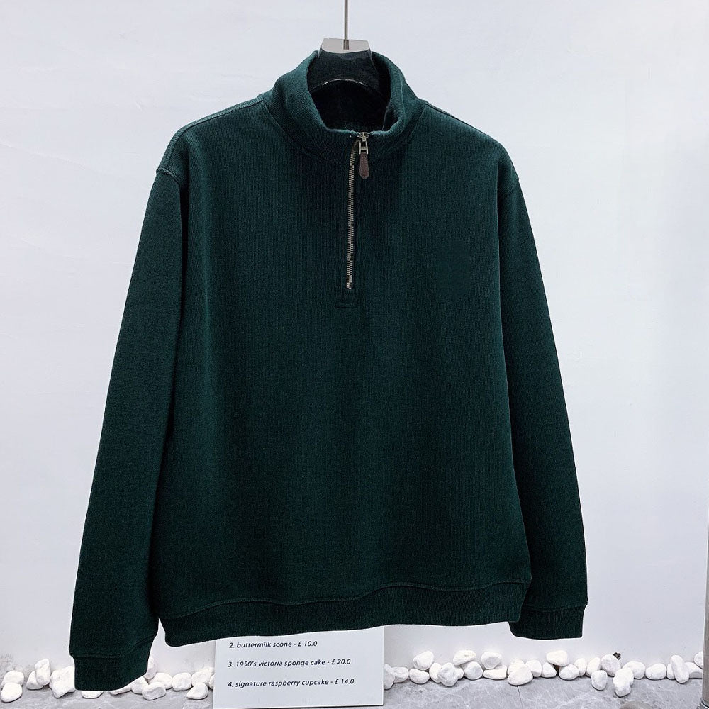 Women's new embroidered half-zipper lapel long-sleeved sweater