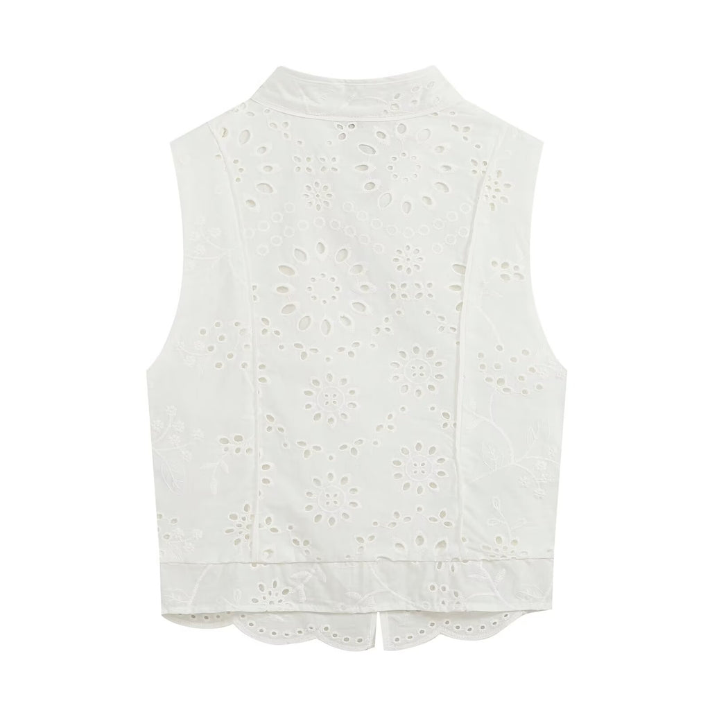 suit Women's 2 pieces artificial jewelry buckle hollow embroidery top+skirt