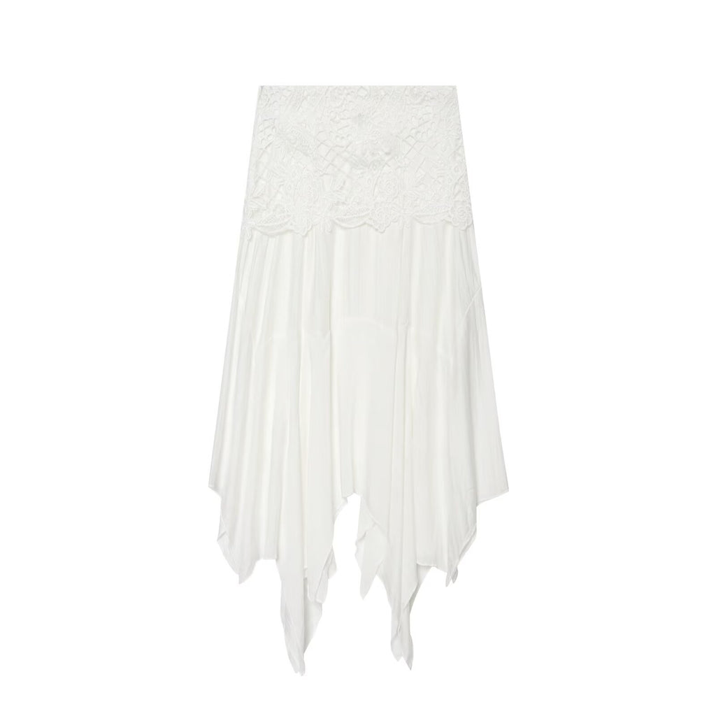 suit Women's 2 pieces embroidered asymmetrical MIDI skirt+top